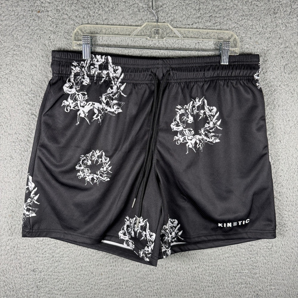 NWY Kinetic Mens Mesh Angel Rings Fundamental Short Graphic Size Large Y2K